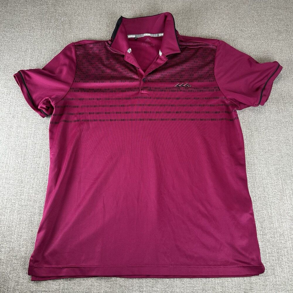 Adidas Golf Polo Shirt Mens L Clima Cool Fuschia Short Sleeve Logo Performance